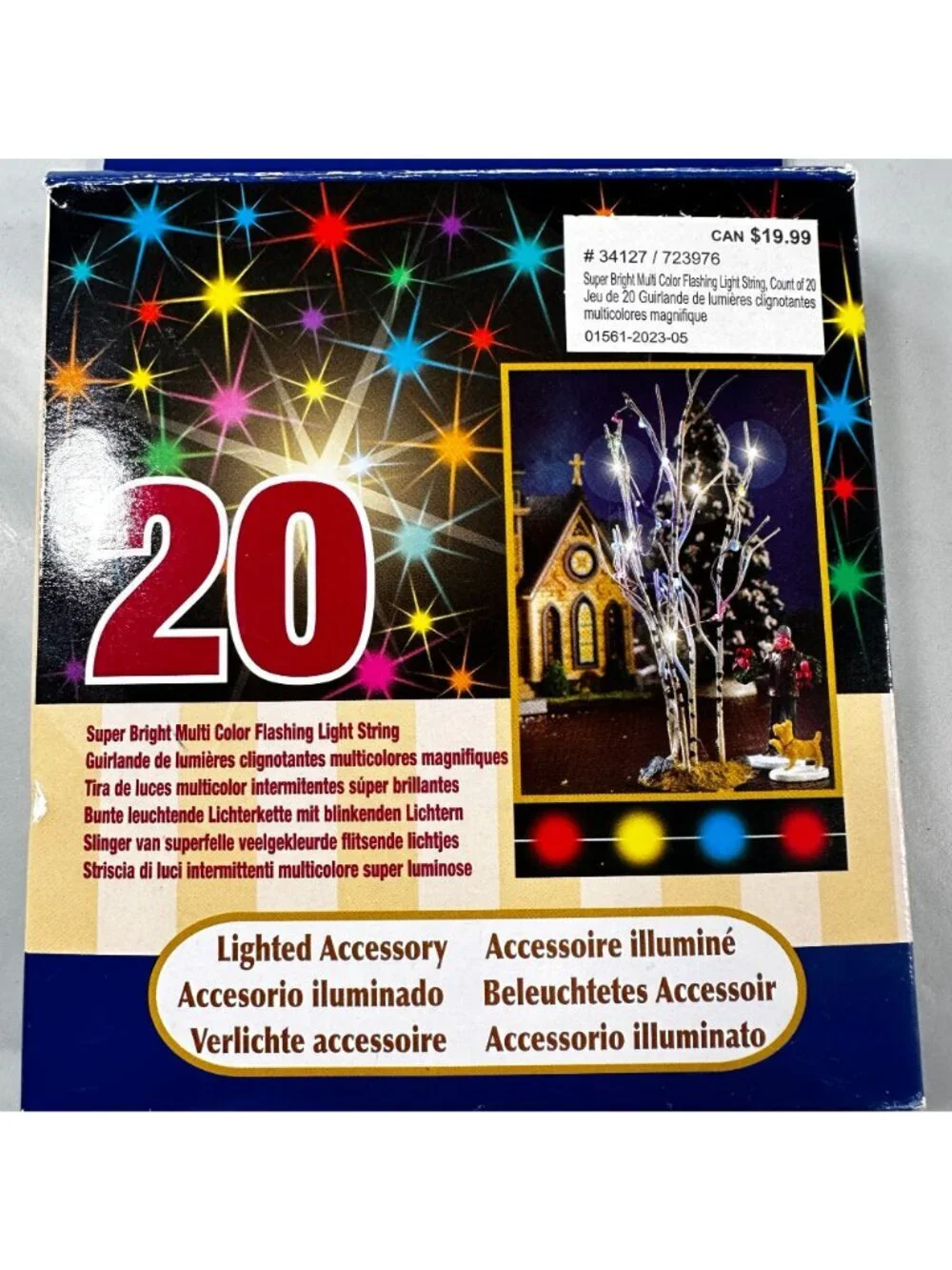 Lemax Village Lights Battery 20 Super Bright Multi Color Flashing Light String